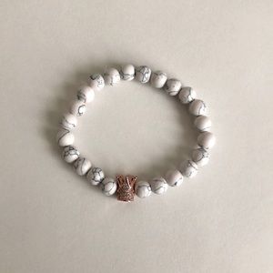 Marble elevated faith bracelet with rose gold crown